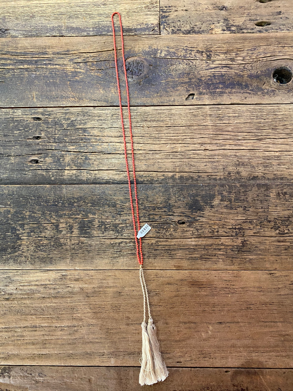 Neon Beaded Rope Tassel Necklace