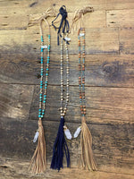 Long Leather Beaded Necklace