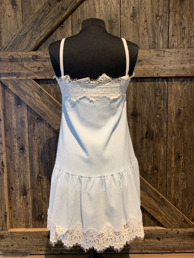 Light Blue and White Lace Sun Dress